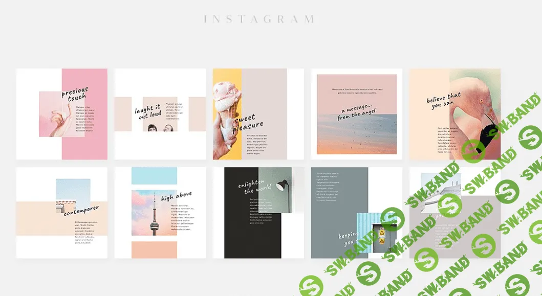 1600 шаблонов для соц. сетей, 108 анимированных шаблонов instagram и 500 для женского стиля