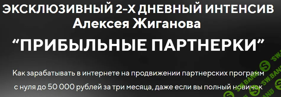 [Алексей Жиганов] 2-х дневный интенсив "Прибыльные партнёрки". Тариф: VIP (2018)
