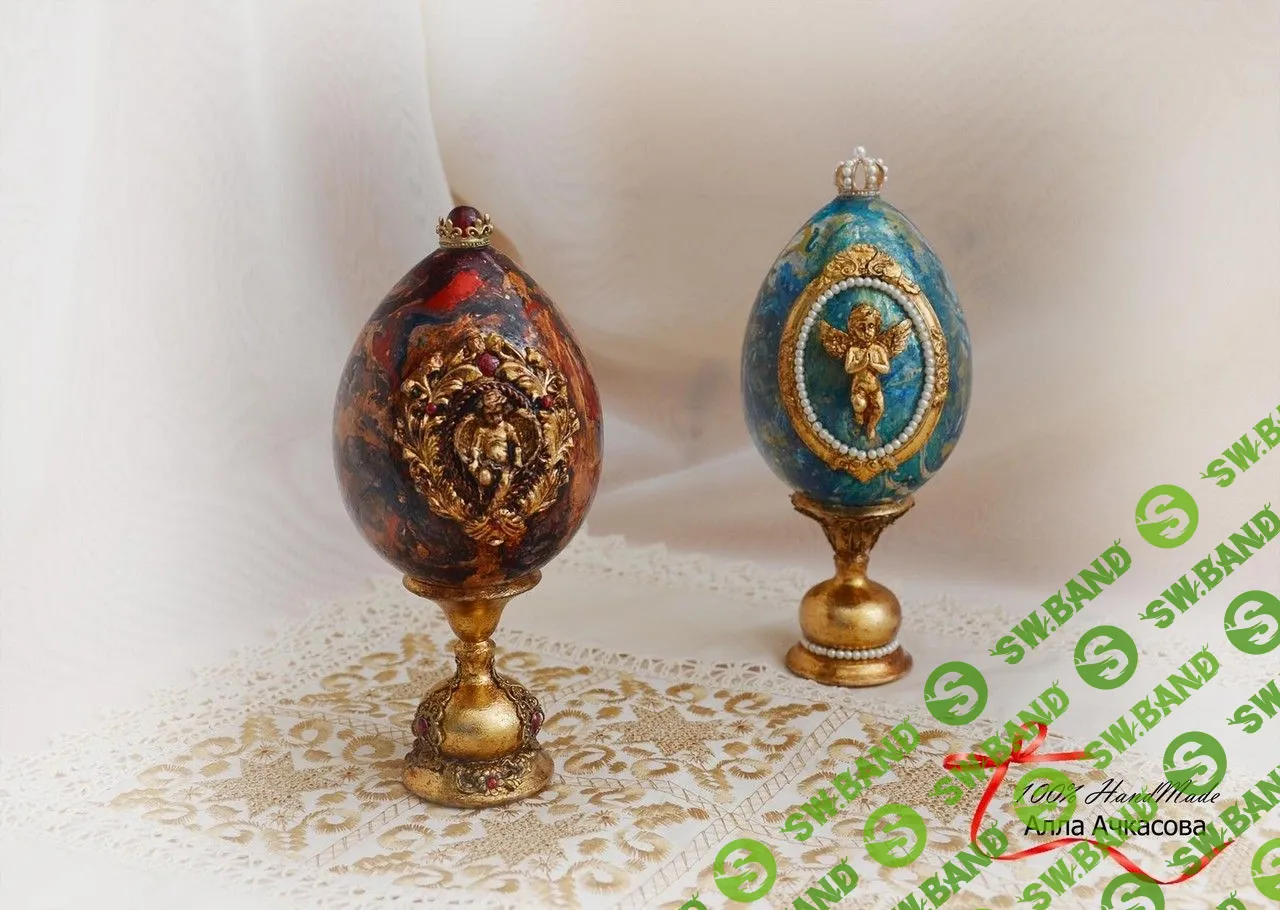[Алла Ачкасова] Комплект из 3-х мастер-классов: Поднос «Японский пэчворк» + Яйцо декоративное «Ангел» + Шкатулка в стиле «Шануазри» (2019)