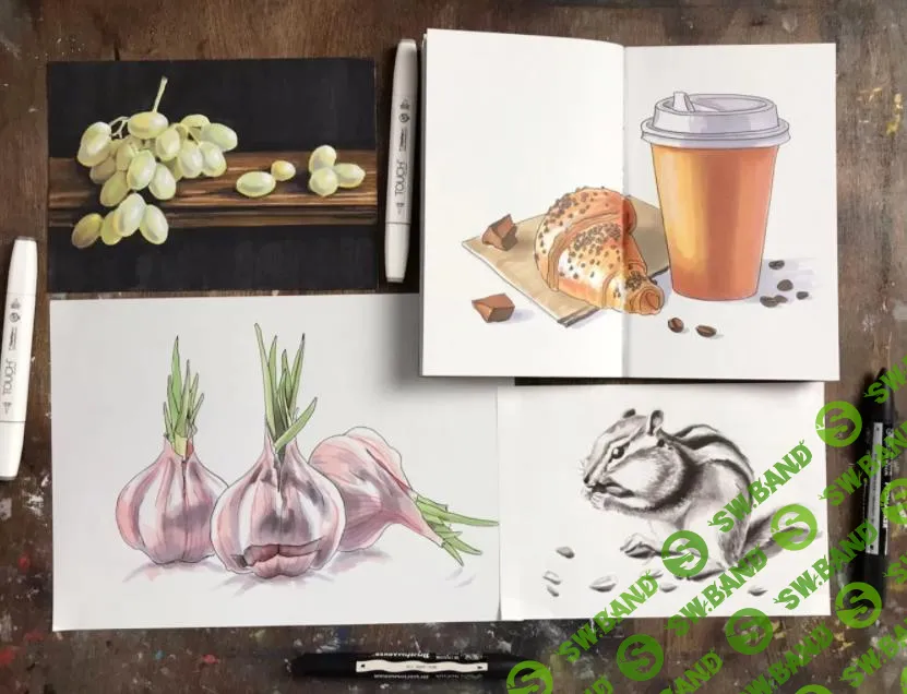 [Анастасия Брагина] Скетчинг маркерами - вводный курс (2021)