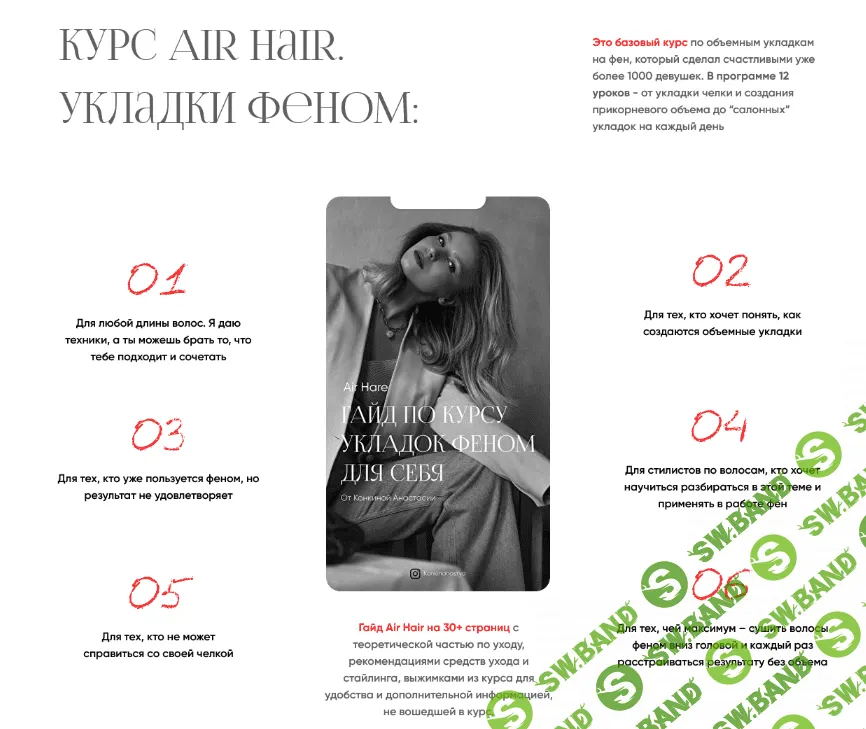 [Анастасия Конкина] Air Hair. Курс по салонным укладкам феном в домашних условиях. Тариф база (2023)