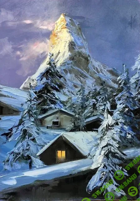 [Анна Маратканова] Горный пейзаж с домиком + Подснежники (2022)