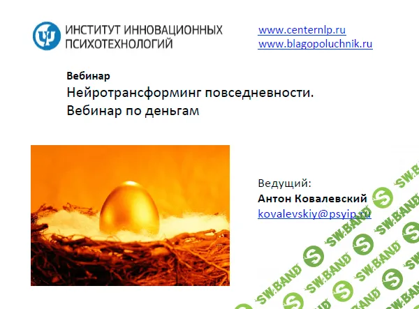 [Антон Ковалевский] Нейротрансформинг повседневности. Вебинар по деньгам (2014)