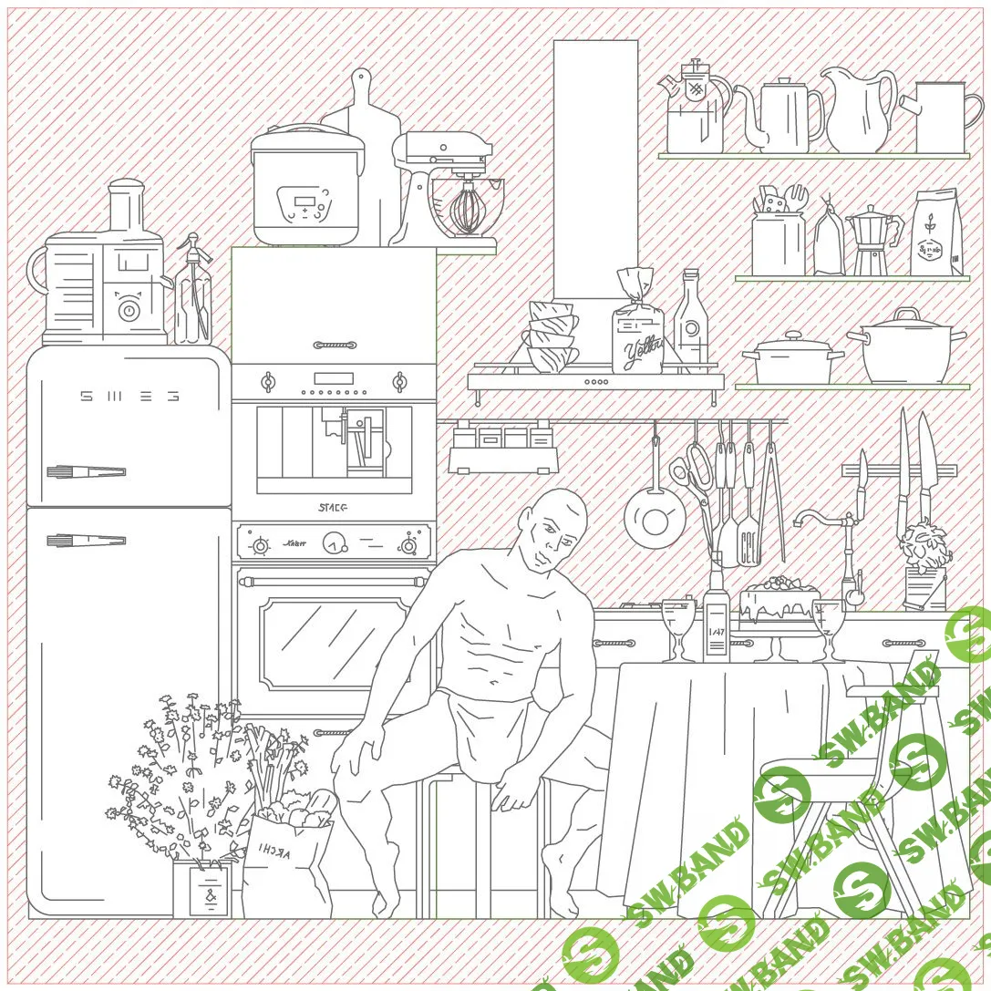 [Architectured] Кухонный набор деталей для AutoCAD, ArchiCAD (2020)