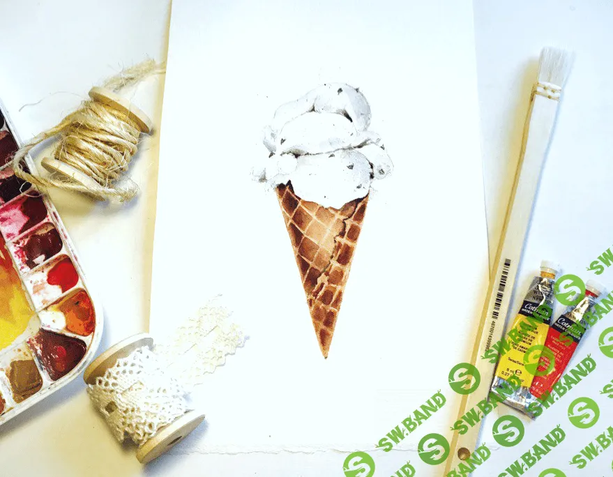 [Art Creativity] Акварельный скетчинг "Мороженое"