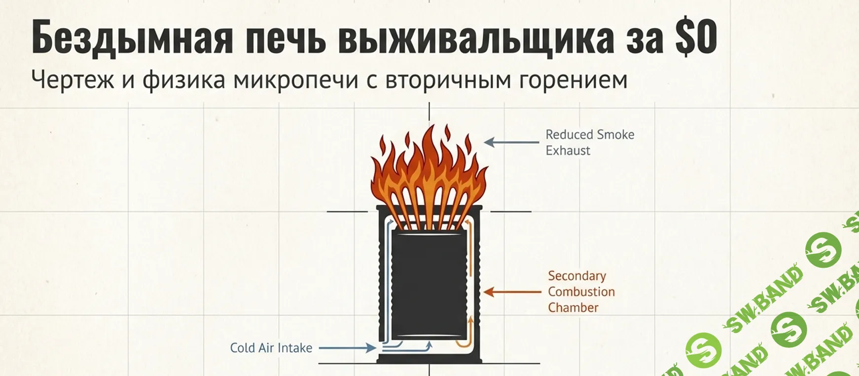 Бездымная печь выживальщика за $0