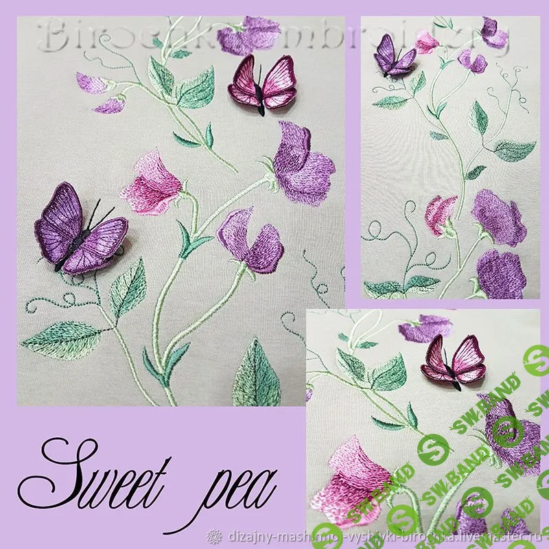 [Birochkaembroidery] Душистый горошек с бабочками и стрекозами 3Д (2021)