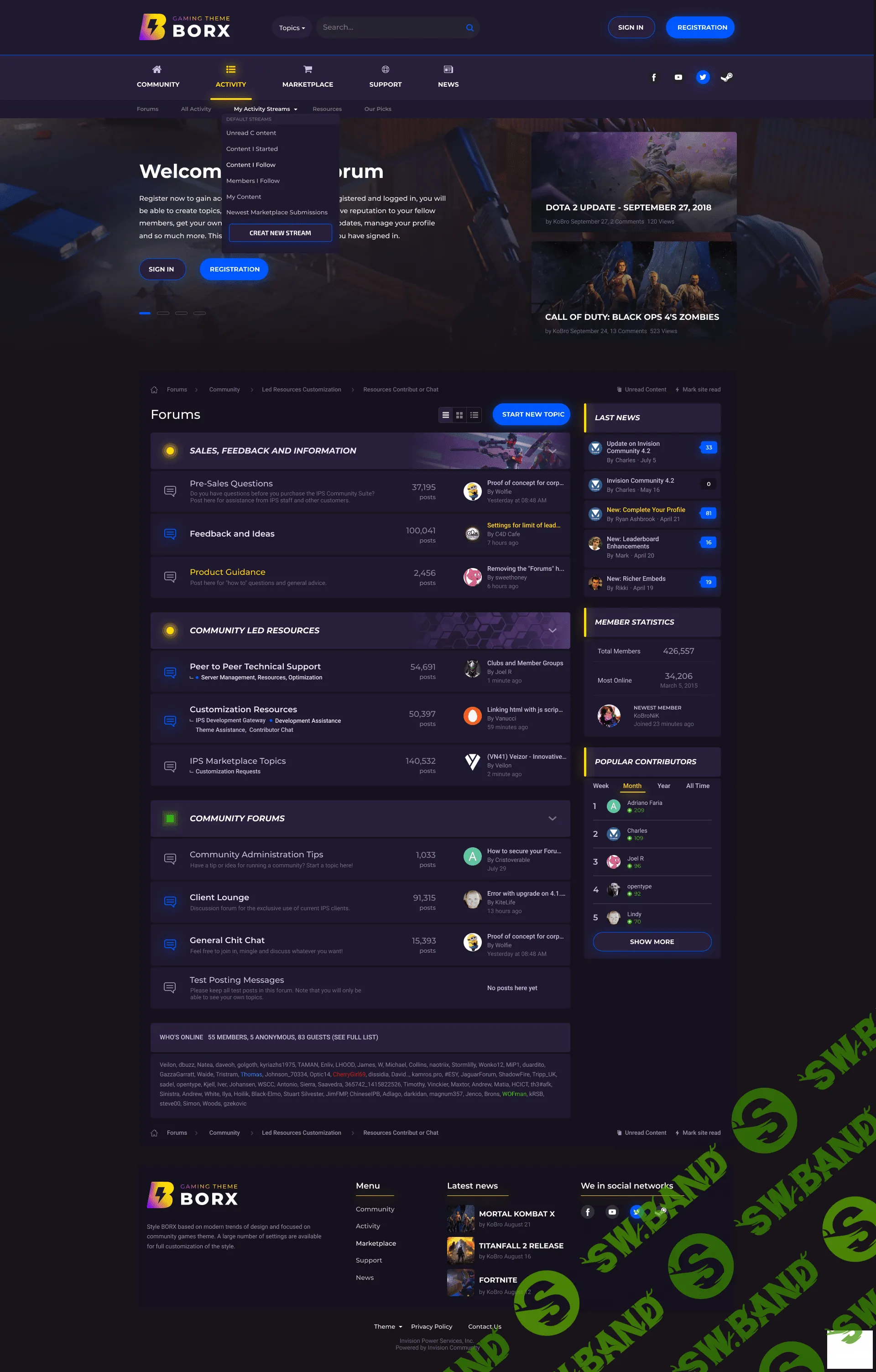 Borx Gaming Theme 2.2.5 - стиль для игрового форума IPS 4