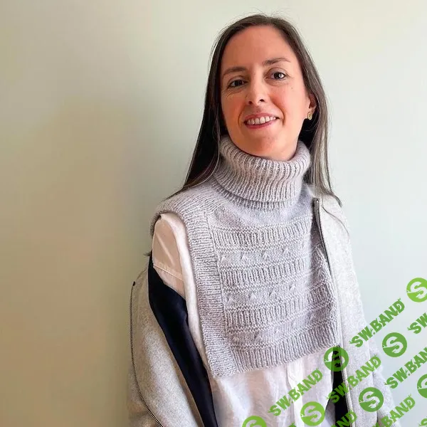 [Cecilia Knits] Манишка из альпака Merendera связанная спицами регланом погон (2025)