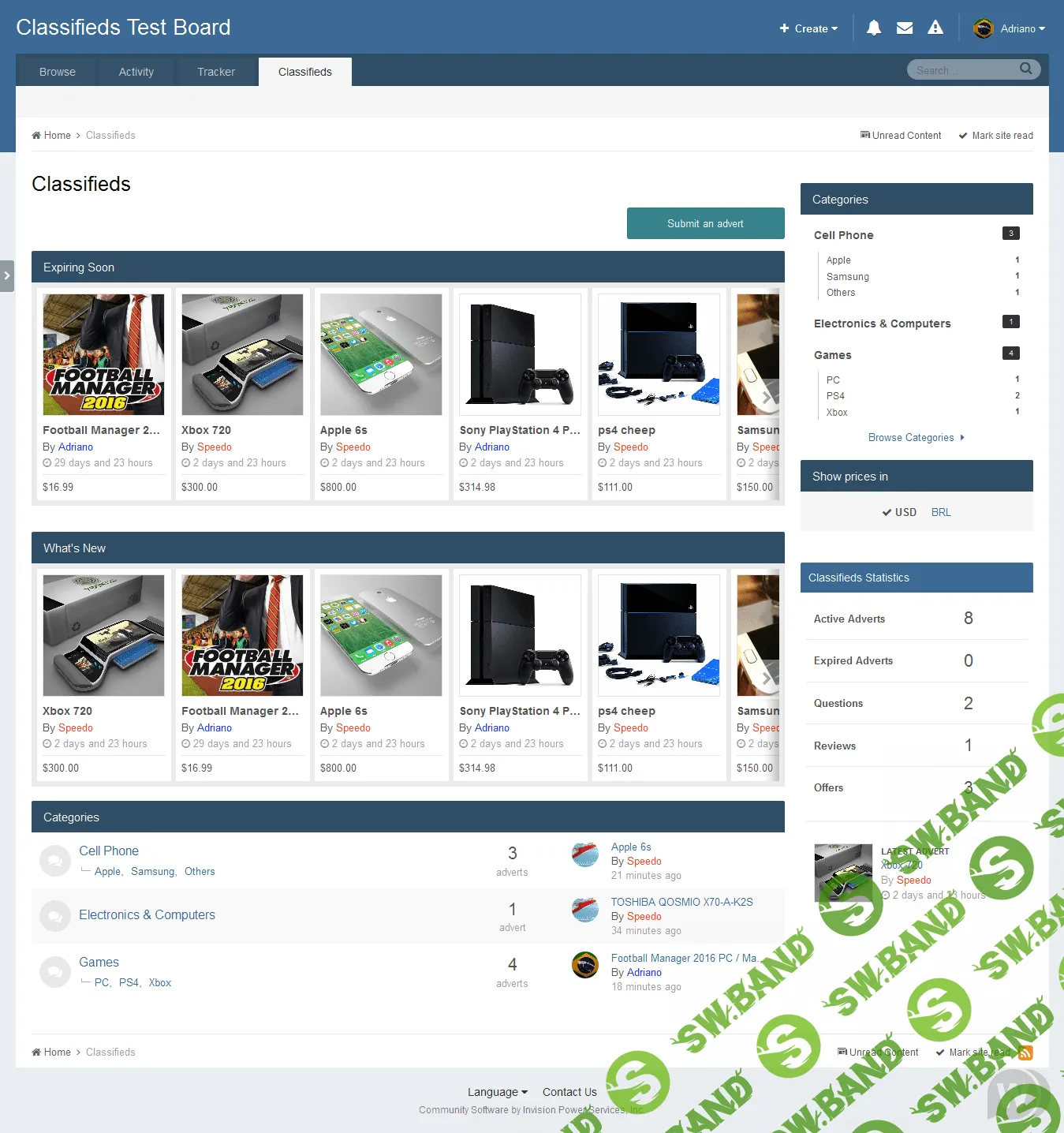 Classifieds System v1.1.11 - доска объявлений для IPS 4.x