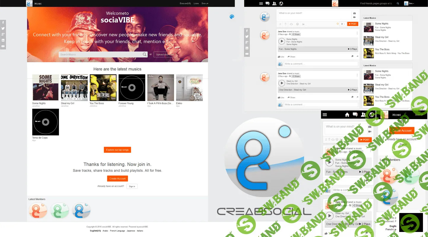 [Crea8social] Crea8SocialPRO 7.1 NULLED - платформа социальной сети