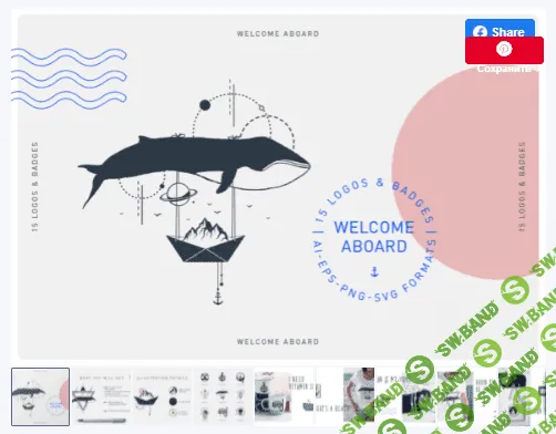 [creativefabrica] Welcome Aboard. 15 Logos & Badges (2019)