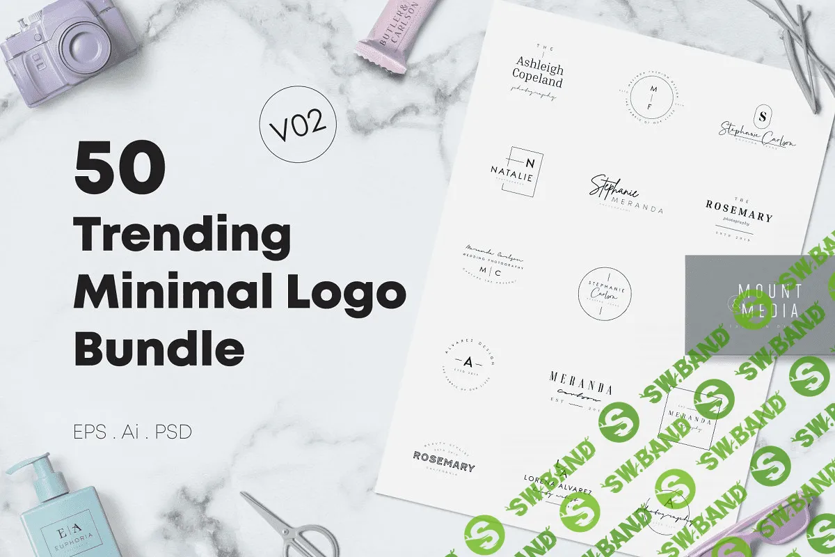[Creativemarket] 50 Trending minimal logo bundle V02 (2019)