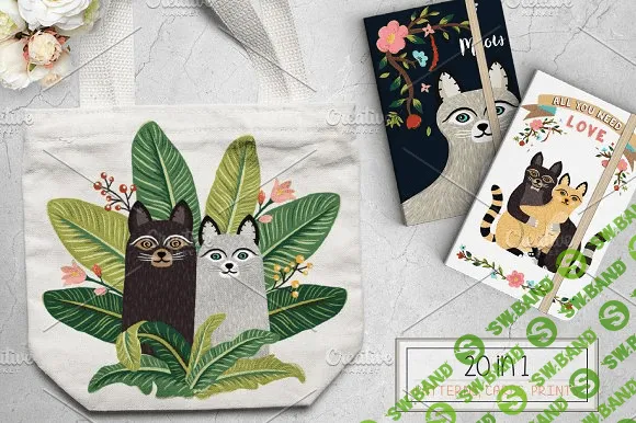 [creativemarket] Big Meow Set. Cute cats design