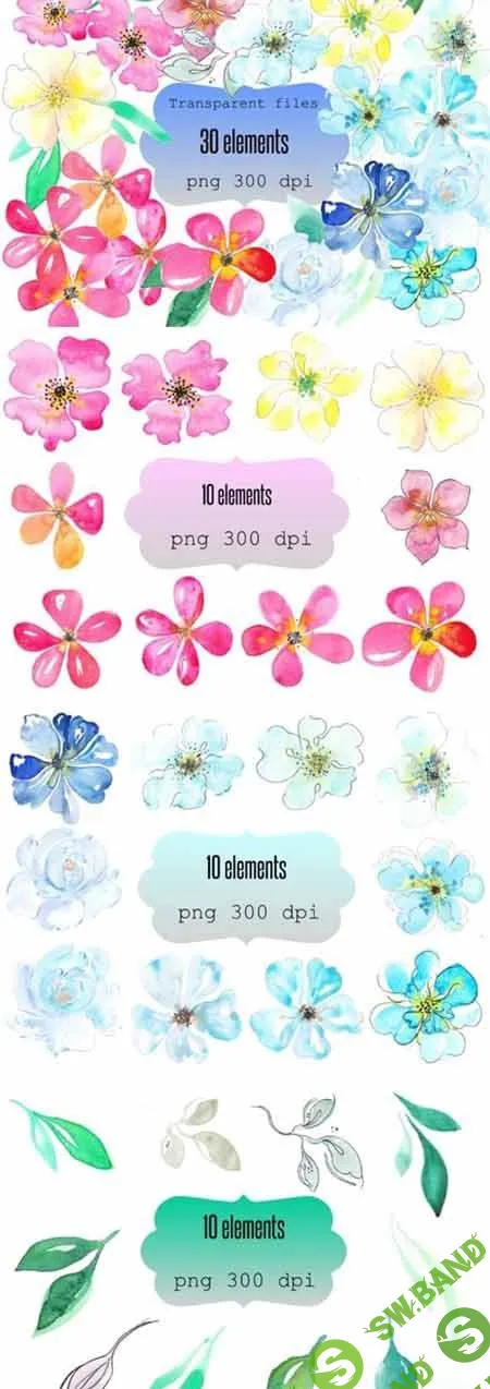 [Creativemarket] Watrcolor Flowers Clip Art Bundle
