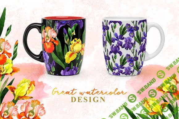 [creativemarket] Yellow irises Watercolor png