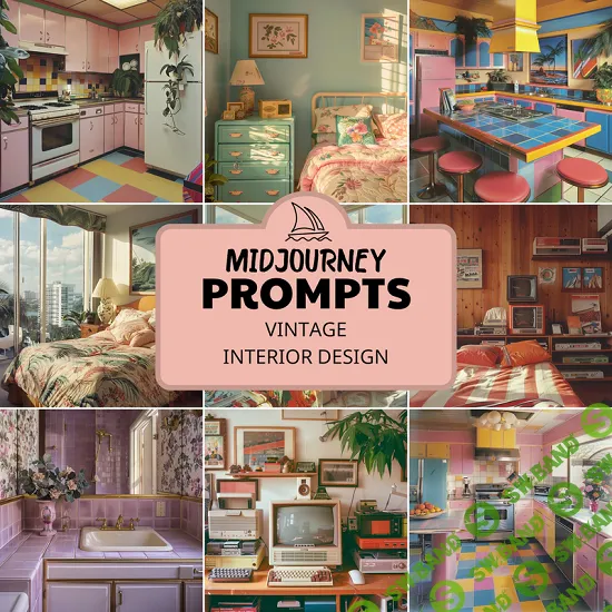 [CreativePromptsStore] Midjourney Prompts Vintage Interior Design. Промпты винтажных интерьеров в Миджорни (2024)