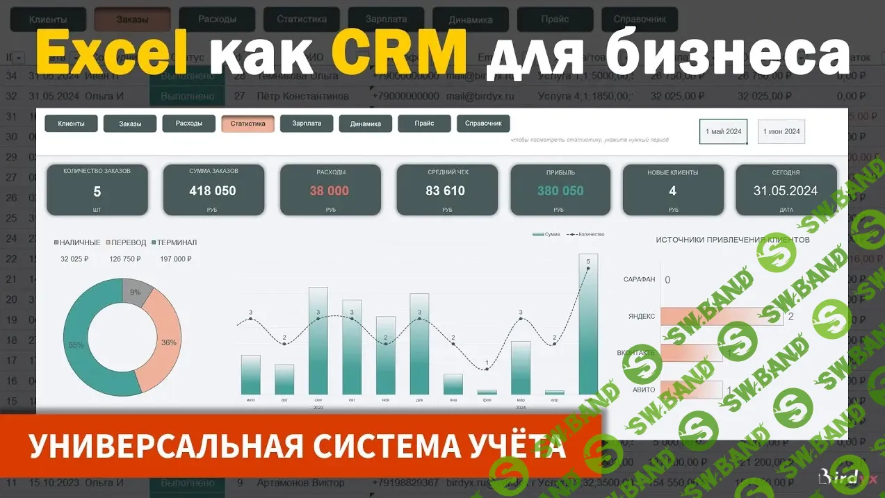 CRM в Excel: система учёта и автоматизации бизнеса [Бёрдикс Магазин]