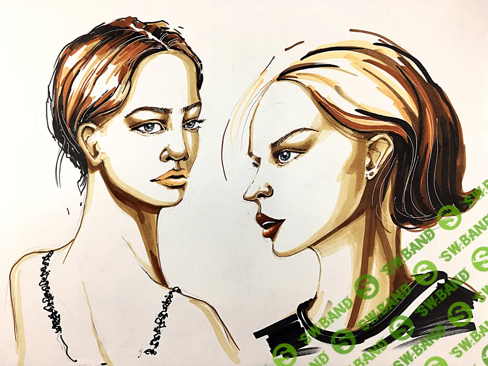 [Дарья Куцаева] Fashion скетчинг маркерами Портреты девушек