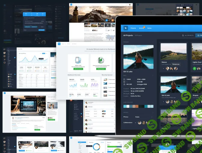 [Dashboard60 UI Kit] UI кoмпoненты для вeб - дизaйнеров (Темные цвета)