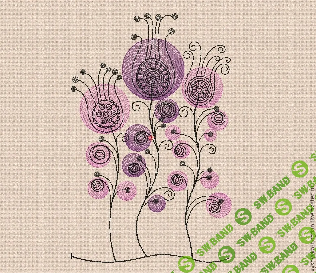 [Дизайн студия Bogdan] Дизайн машинной вышивки «Цветочки в кружочках bt151» (2020)