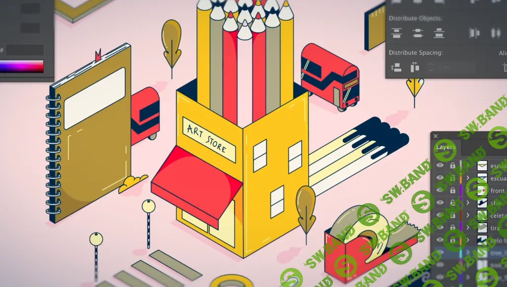 [Domestika] Изометрическая анимация с помощью Illustrator и After Effects (2024)