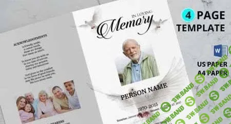 Dove funeral program template