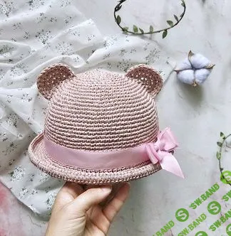 [Екатерина Дементьева] Шапочка с ушками из рафии для девочки (2018)