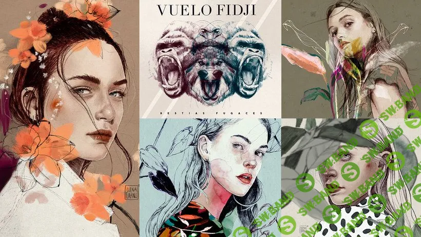 [Elena Garnu] Иллюстрированные портреты в Procreate (2020)