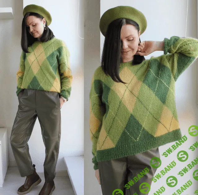 [Елена Кузьмина] [kuzmina_knitwear] Джемпер "Ромбы" (2022)