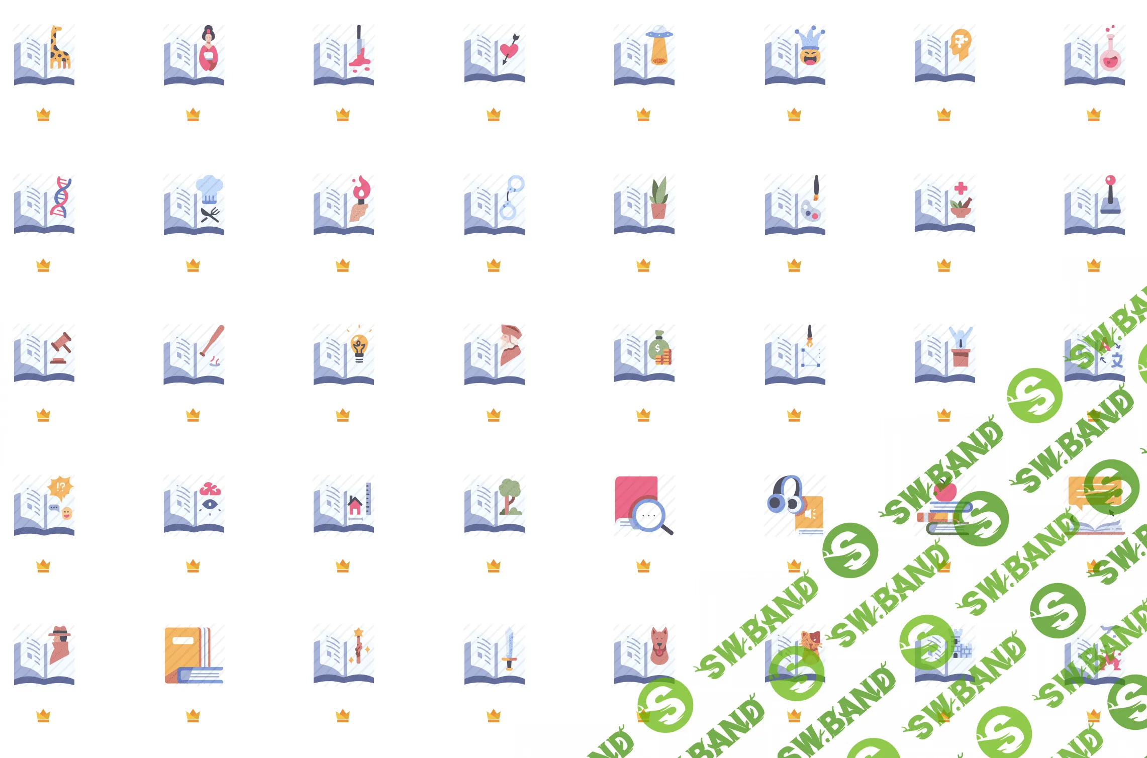 [Flaticon] Icon Pack: Book Genres | Lineal color 40 icons (2021)