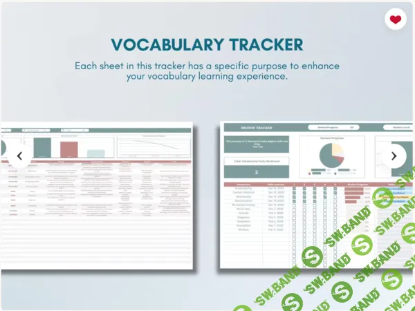 [Google Sheets] Трекер изучения слов Language Learning: Google Sheets Vocabulary Tracker [PapericalPlanner]