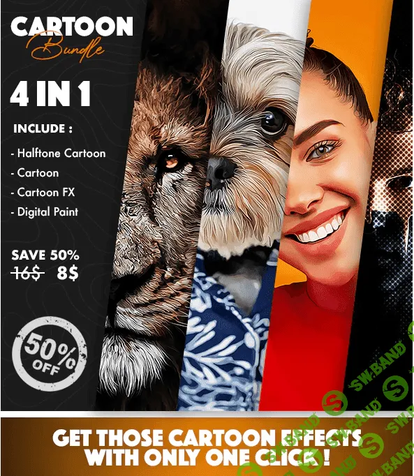 [Graphicriver] 4 in 1 Cartoon Bundle Photoshop Actions (2021)