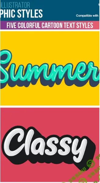 [Graphicriver] Five Colorful Calligraphy Illustrator Graphic Styles (2020)