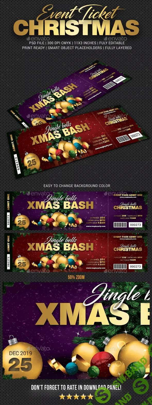 [graphicriver] Xmas Bash Party Event Ticket