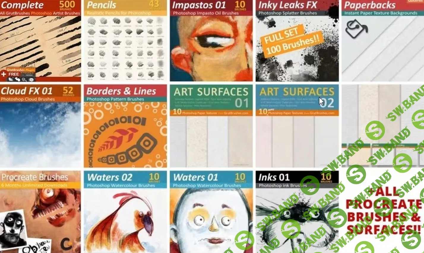 [grutbrushes] Brushes and surfaces for Photoshop and Procreate (2023)