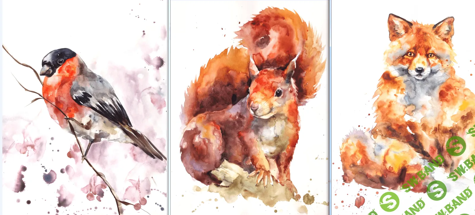 [https://onehobby.school/] Акварельный марафон  "Зимние животные" с Каролиной Бундаш (рус)