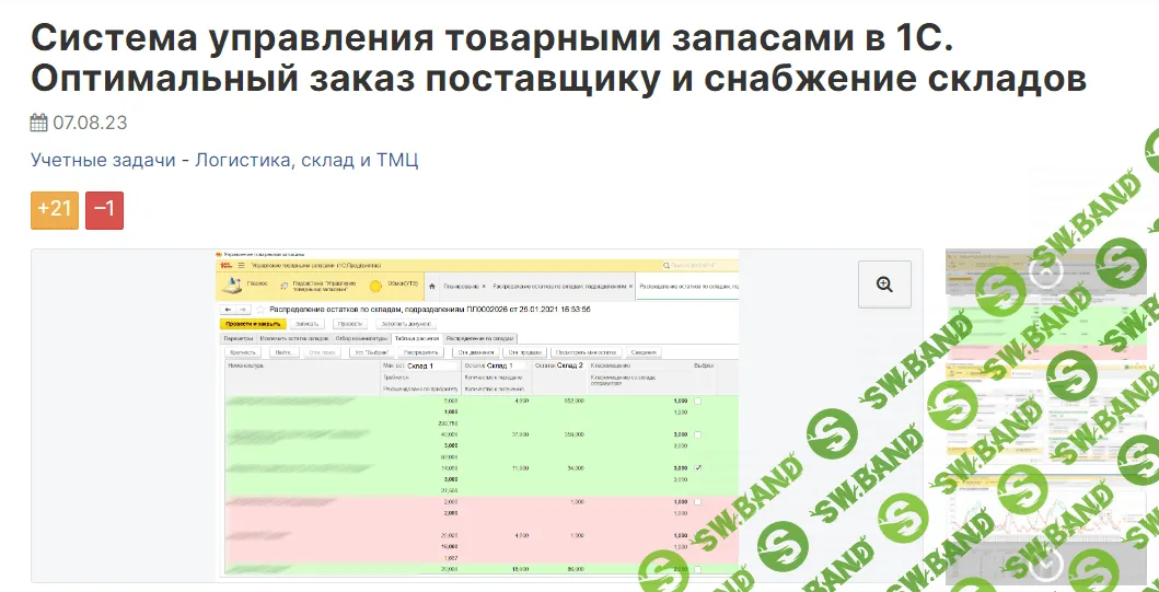 [Infostart] Система управления товарными запасами в 1С (2024)