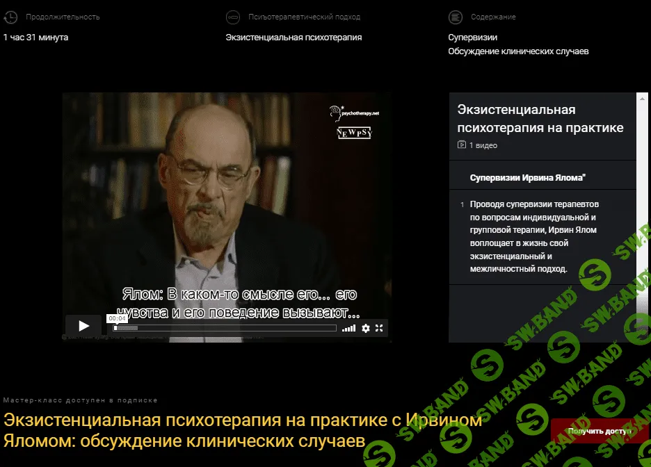 [Ирвин Ялом] Экзистенциальная психотерапия на практике с Ирвином Яломом: обсуждение клинических случаев (2021)