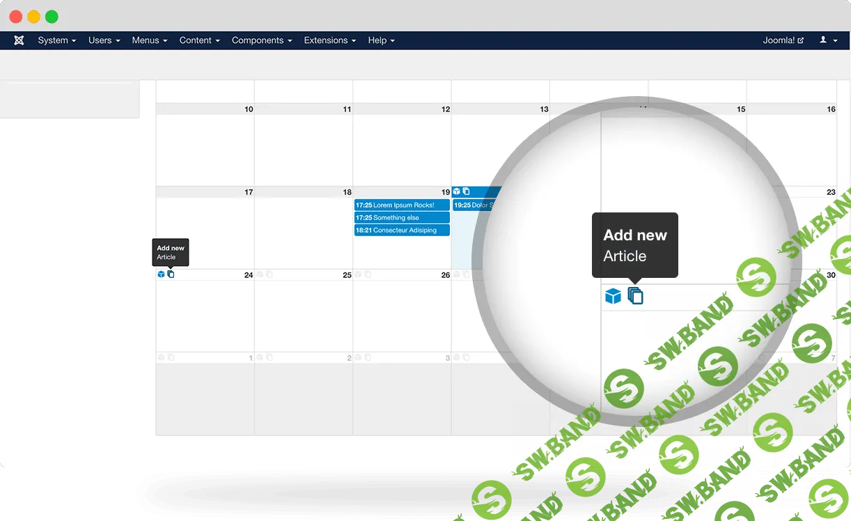 [joomlashack] Shack Editorial Calendar Pro v1.2.2 - компонент календаря конента Joomla