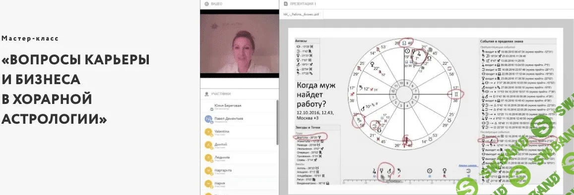 [Юлия Береговая] Мастер-класс Вопросы карьеры и бизнеса в хорарной астрологии (2023)