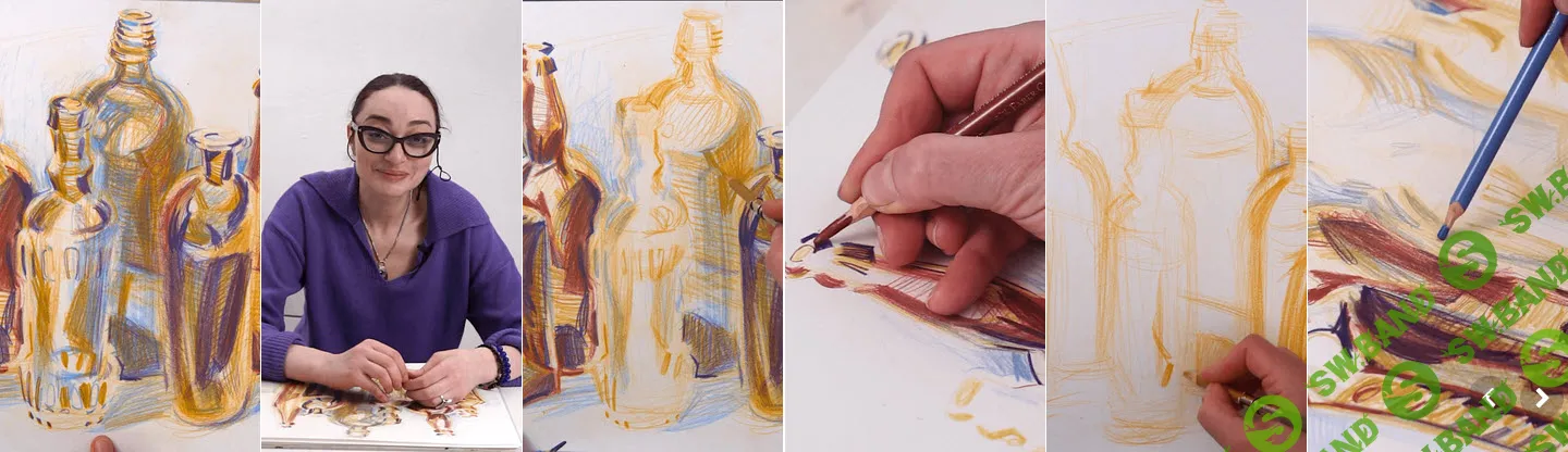 [lectoroom, Мария Хаэт] Натюрморт с бутылками цветными карандашами (2024)