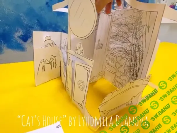 [Magic Teaching, Людмила Дианова] Объемная книга-раскраска "Cat's House Pop-Up Book" (2022)