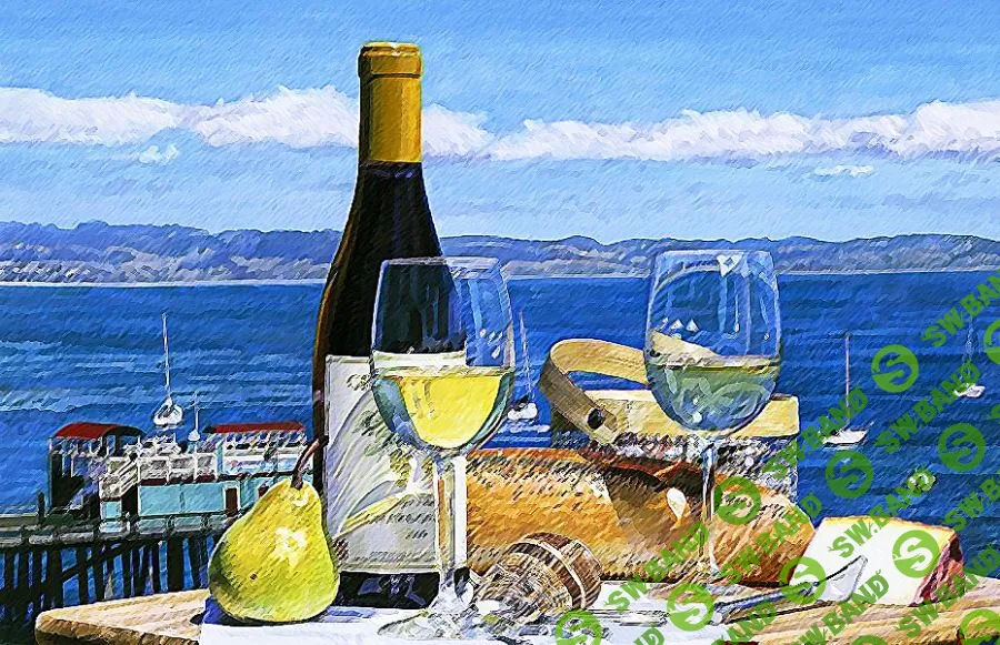 [Мария Генделева] Фрукты и бутылка. Натюрморт