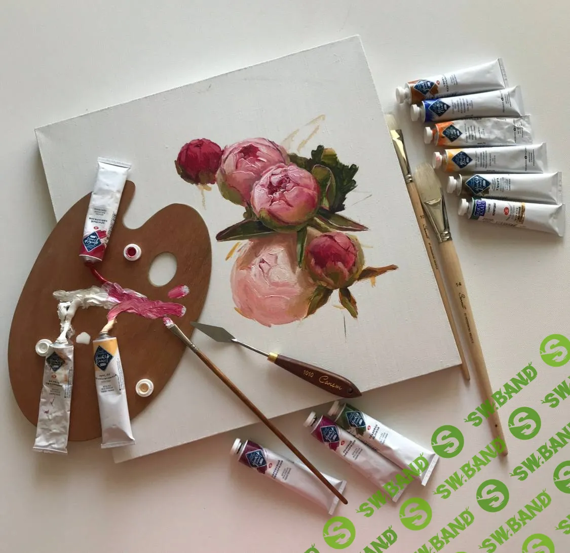 [Мария Павлова] Натюрморт с пионами маслом (2022)