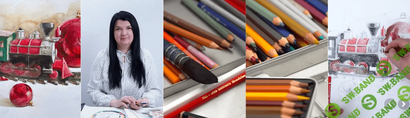 [Мария Павлова] Новогодний паровозик акварельными карандашами (2023)