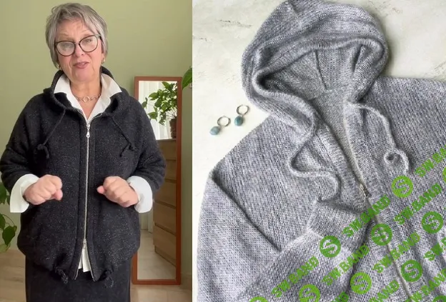 [Машинное вязание] Карди-бомбер с капюшоном на молнии [Ольга Крикунова]