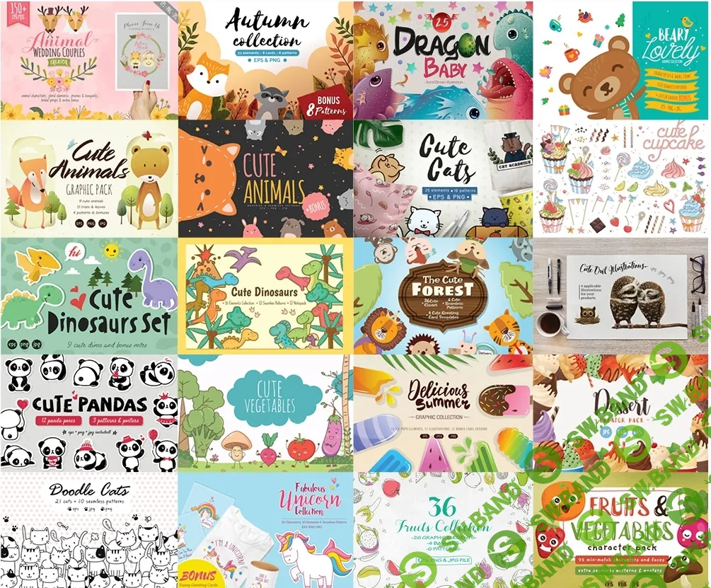 Мега набор милой графики, более 1700 элементов