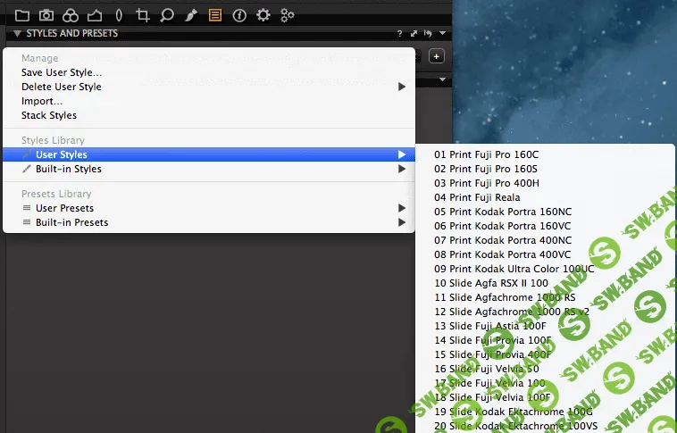 Набор стилей для Capture One (сборка 22819)