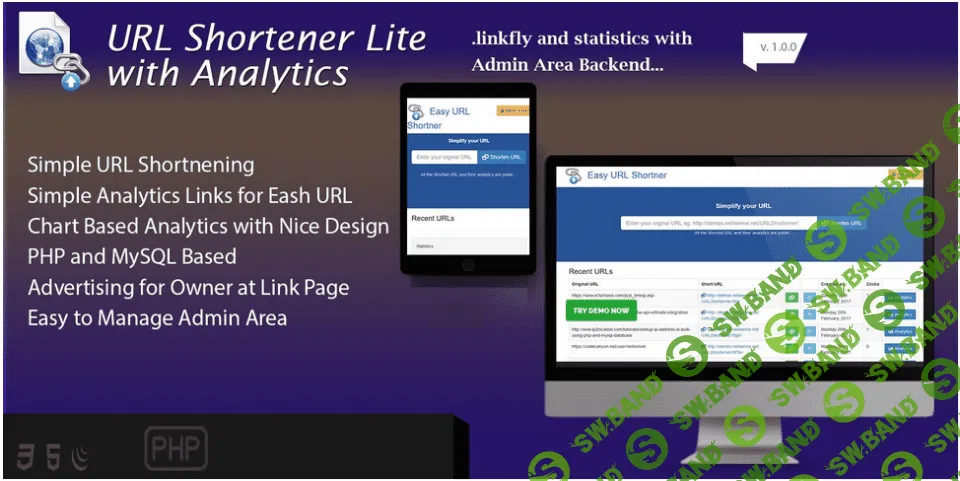 [Nelliwinne Mohottala] Easy URL Shortener With Analytics v2.0 - скрипт сервиса коротких ссылок